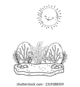 beautiful landscape with sun and bush scene