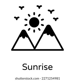A beautiful landscape of sunrise in solid style 