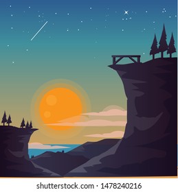beautiful landscape sunrise or sunset on the rock hills