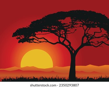 beautiful landscape sunset vector .                