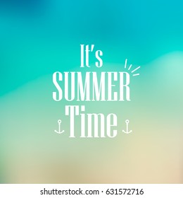 Beautiful landscape with text Summer time. Lettering. Bright, colorful background. Summer illustration