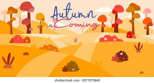 Beautiful landscape with tree and  Fall foliage in autumn season for background, vector illustration