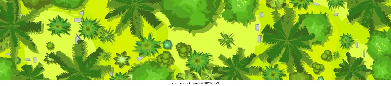 Beautiful Landscape With Trees. Springtime. View From Above. Illustration In A Flat Style. Scenarios From Above. Cartoon Design. Vector.