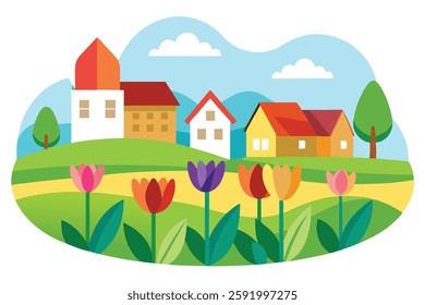 Beautiful Landscape with Tulips - Multi-Colored Tulip Fields for Home Decor and Gift Ideas

