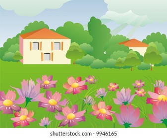 beautiful landscape in vector