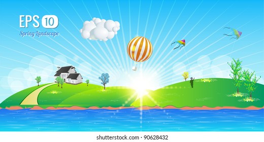 Beautiful Landscape - Vector Illustration