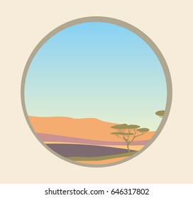 Beautiful landscape vector illustration
circle frame, desert, savanna,plateau