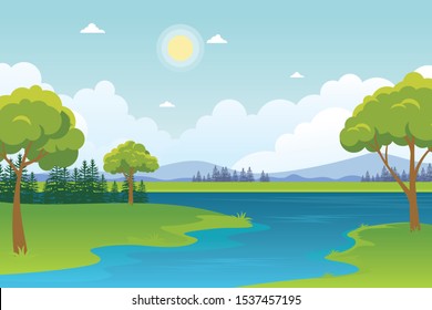 Beautiful Landscape Vector Illustration design, cute, lovely, adorable and scenery landscape design