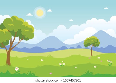 Beautiful Landscape Vector Illustration design, cute, lovely, adorable and scenery landscape design