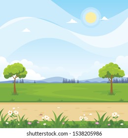 Beautiful Landscape Vector Illustration design, cute, lovely, adorable and scenery landscape design