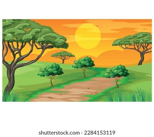 Beautiful Landscape Vector Illustration design, cute, lovely, adorable and scenery landscape design