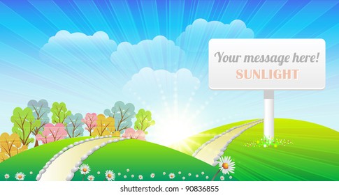 Beautiful Landscape - Vector Illustration Signboard