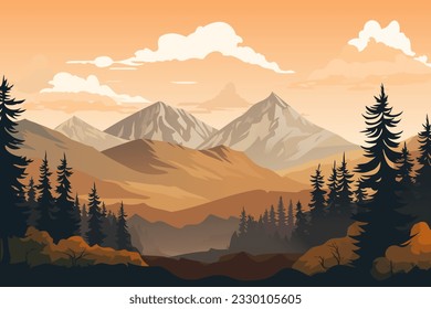 Beautiful landscape. Wonderful landscape of forest and mountains. Autumn in the mountains. The concept of travel, hiking, outdoor activities and adventure.