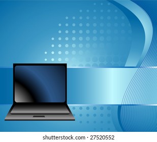 The beautiful laptop on a blue background