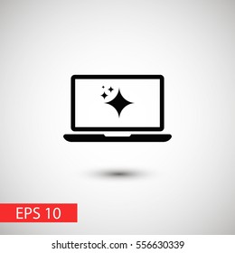 beautiful laptop with shine icon