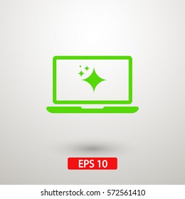beautiful laptop with shine icon