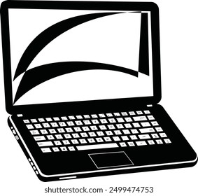 Beautiful laptop silhouette design  on a white background