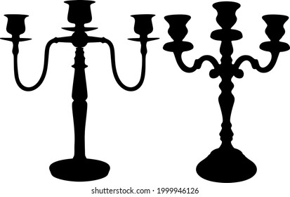 Beautiful large candlesticks in a set. Vector image.