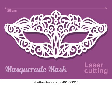 Beautiful laser cut Vector die masquerade mask template in intricate cut out design.