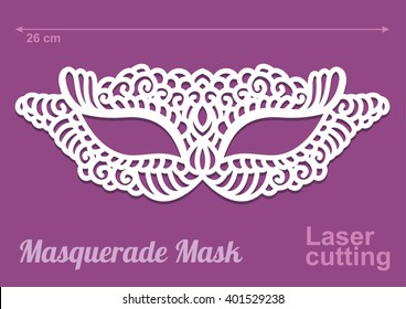 Beautiful laser cut Vector die masquerade mask template in intricate cut out design.