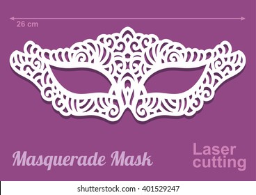 Beautiful laser cut Vector die masquerade mask template in intricate cut out design.