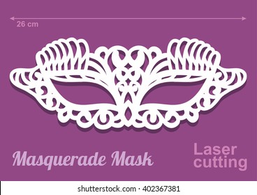 Beautiful laser cut Vector die masquerade mask template in intricate cut out design.