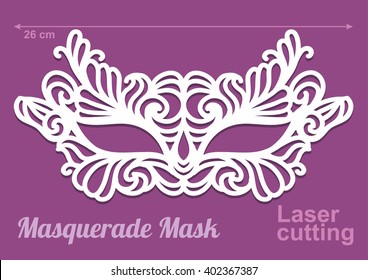 Beautiful laser cut Vector die masquerade mask template in intricate cut out design.