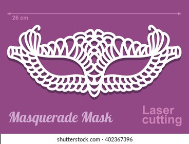 Beautiful laser cut Vector die masquerade mask template in intricate cut out design.