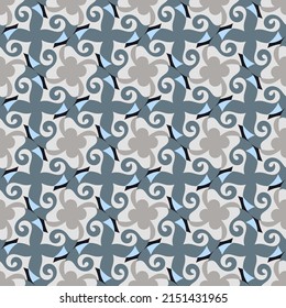 Hermoso patrón impecable de celosías. Las formas de arte superpuestas, las rayas, los polígonos, los segmentos se agrupan y organizan en un orden determinado. Vector. 