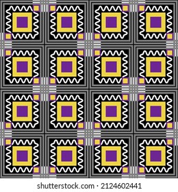 Beautiful lattice seamless pattern. A variety of shapes, stripes, segments are grouped and arranged in a certain order. Vector. 
