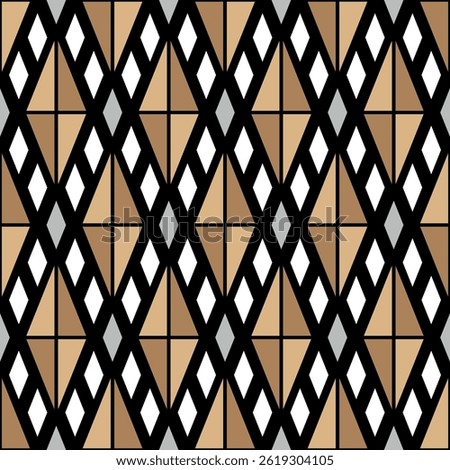 Beautiful lattice tile seamless pattern. Overlapping stripes, polygons, segments are grouped and arranged in a certain order. Vector. 