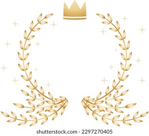 Hermosa corona laurel y la corona simple ilustración de marco dorado