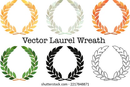 Beautiful laurel wreaths. Vector illustration set.