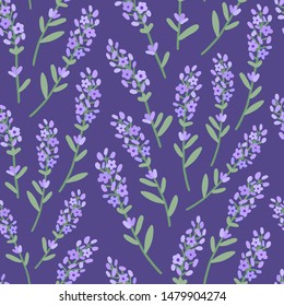 Beautiful Lavender Pattern. Seamless Background. Vector.