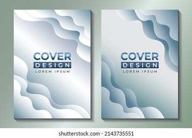 Hermosas nubes planas de capas. Plantilla de diseño de la cubierta de papel de resumen. Gradiente de color blanco y gris