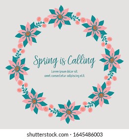 Beautiful of leaf and floral frame, for spring calling invitation card design. Vector