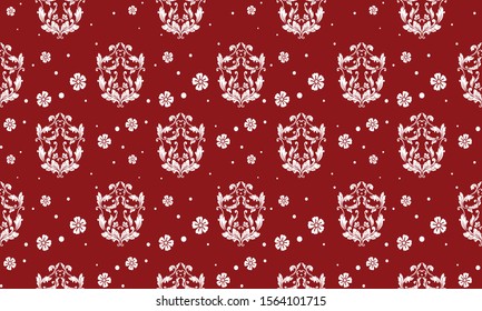 Beautiful leaf flower, isolated on red background.