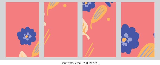  beautiful leaf, and flower set of social media post templates with minimal abstract organic shapes composition can be used also card, cover, Vector illustration