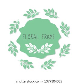 Beautiful leaf frame Flat vector style.