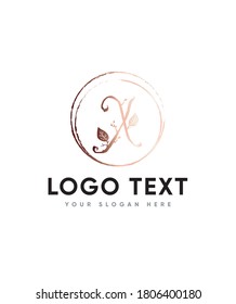 Ein schönes Blatt handgezeichnet, handgezeichnet, mit einem Buchstaben vom Typ X Logo, Vektorlogo für Geschäfts- und Firmenidentität 