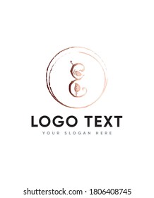 A beautiful leaf themed hand drawn letter type E logo template, Vector logo for business and company identity 