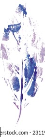 beautiful leaf of a tree in a cold blue colors painted watercolors imprint