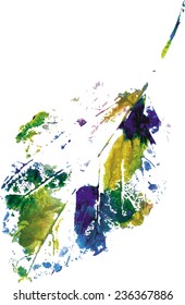 beautiful leaf of a tree  painted watercolors imprint
