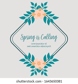 Beautiful leaf and wreath frame, for romantic of spring poster design. Vector