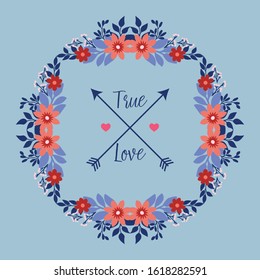Beautiful leaf and wreath frame, for true love invitation cards design. Vector