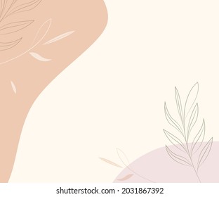 Beautiful leaves with abstract style on pastel background.