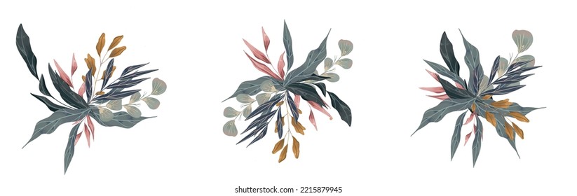 beautiful leaves bouquet element for decoration