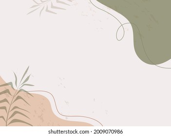 Beautiful leaves with colorful abstract on pastel background. Hand drawn leaves.