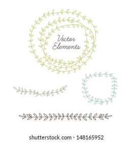 Beautiful leaves elements set. Vector illustration