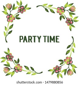Beautiful leaves floral frame, for greeting card of party time. Vector
